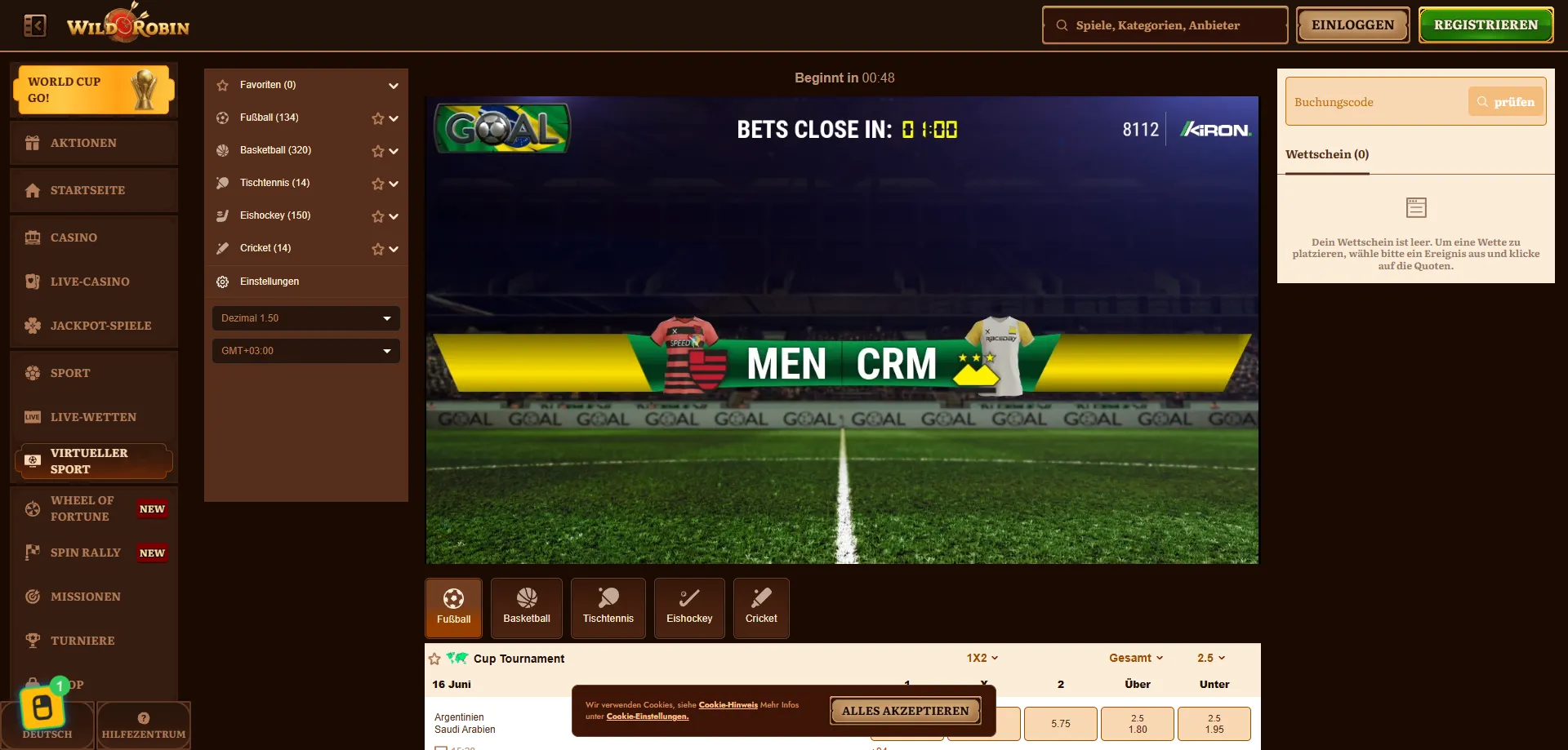 WildRobin Casino Sportwetten &ndash; Bundesliga und Live-Wetten &Ouml;sterreich