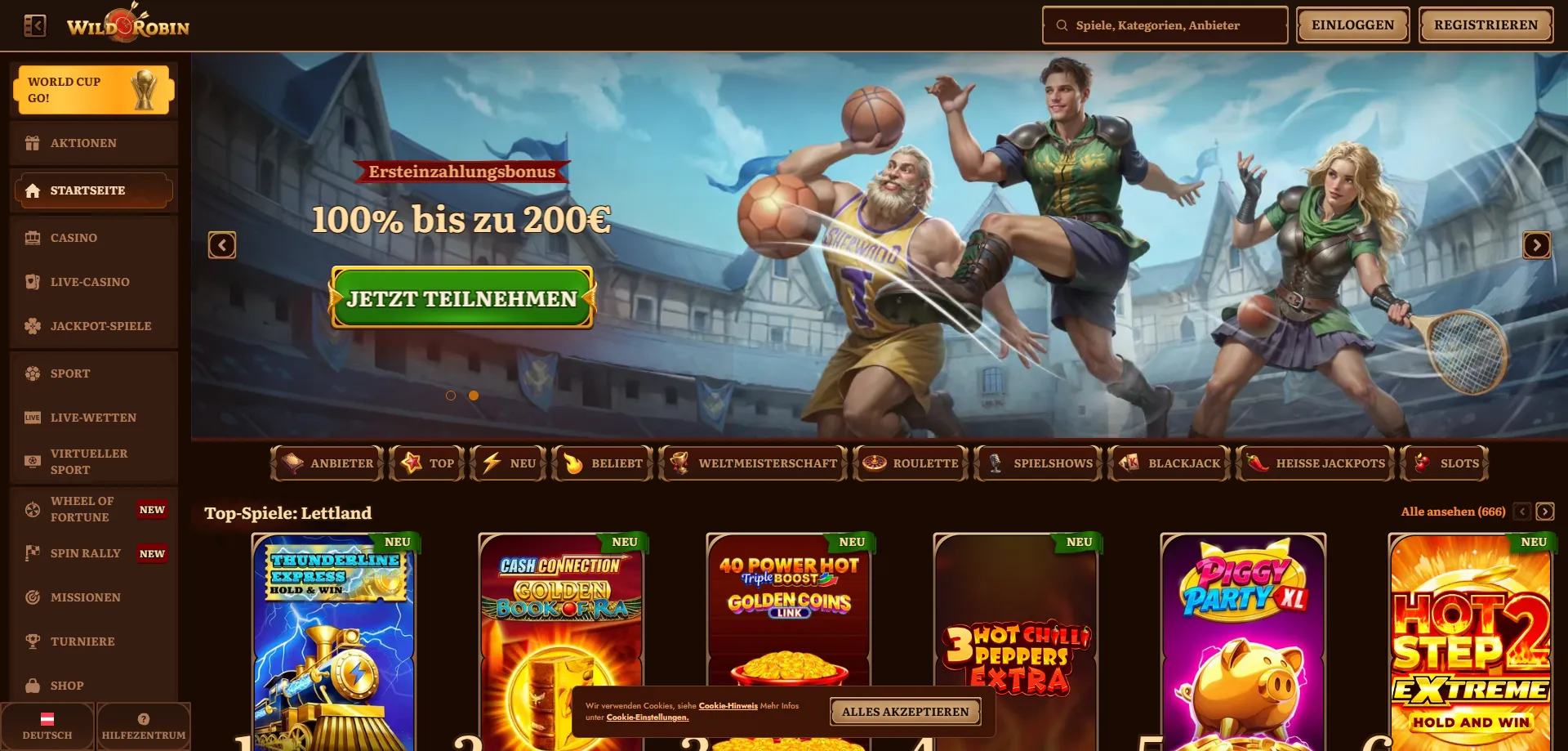 WildRobin Casino &Ouml;sterreich &Uuml;bersicht &ndash; Sportwetten und Slots f&uuml;r Spieler